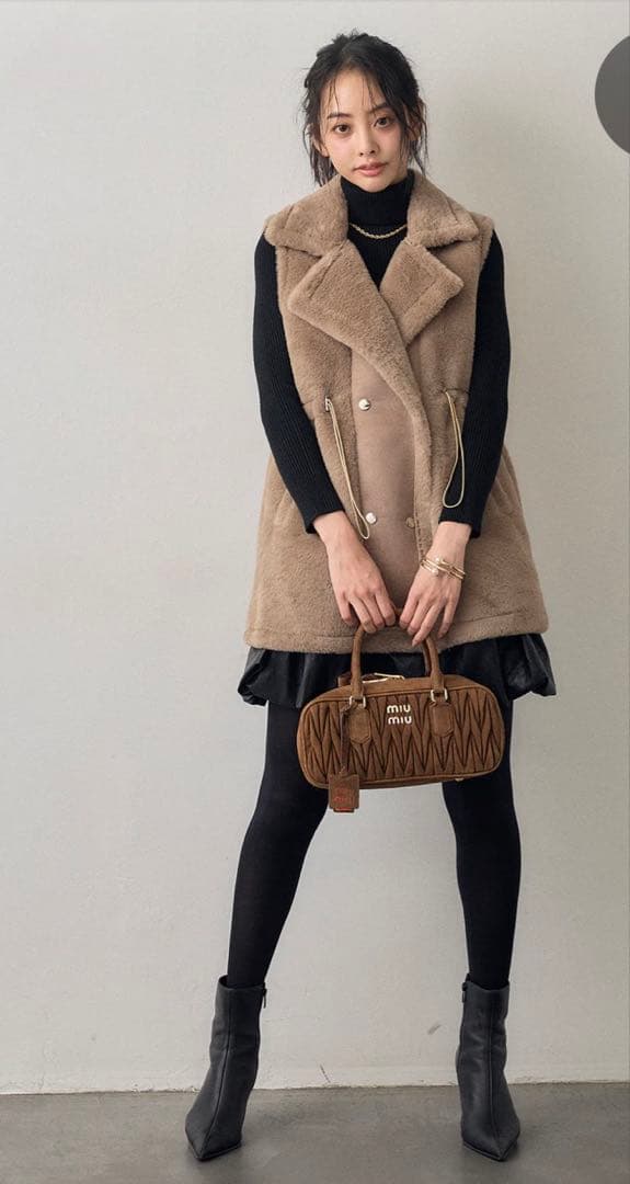 新品frene テディボアウエストドロストベスト