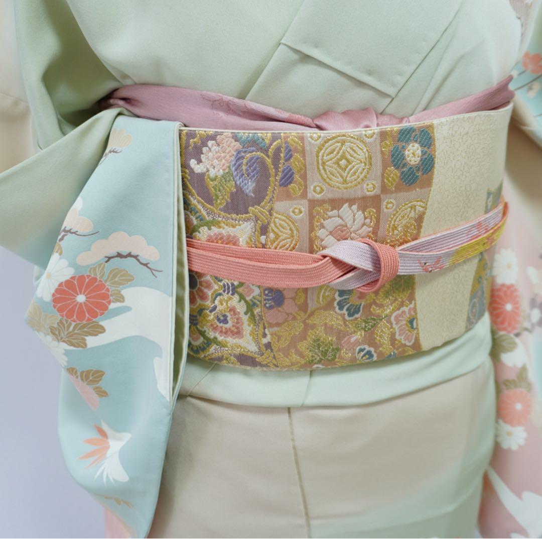 訪問着フルセット　正絹【256】お宮参り【訪問着、袋帯、帯締め、帯揚げ】