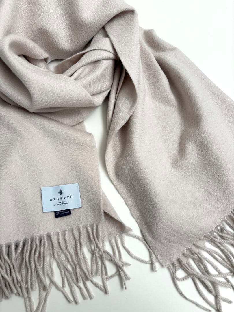 超美品★BEGG＆CO ベグアンドコー★カシミヤストール グレーベージュ