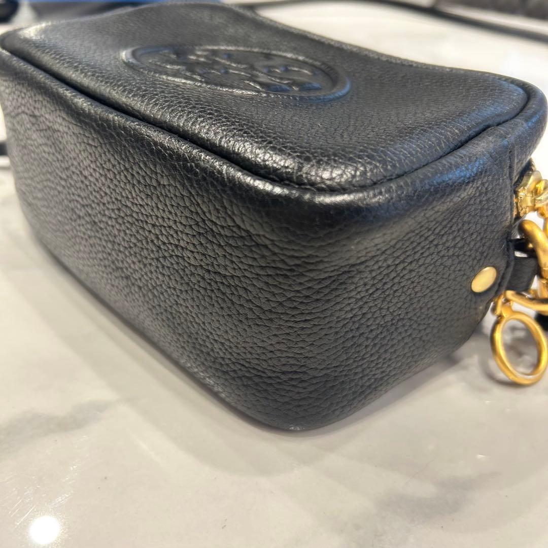 【美品】トリーバーチ ペリー ボンベ ミニ カメラバッグ 黒 レザー