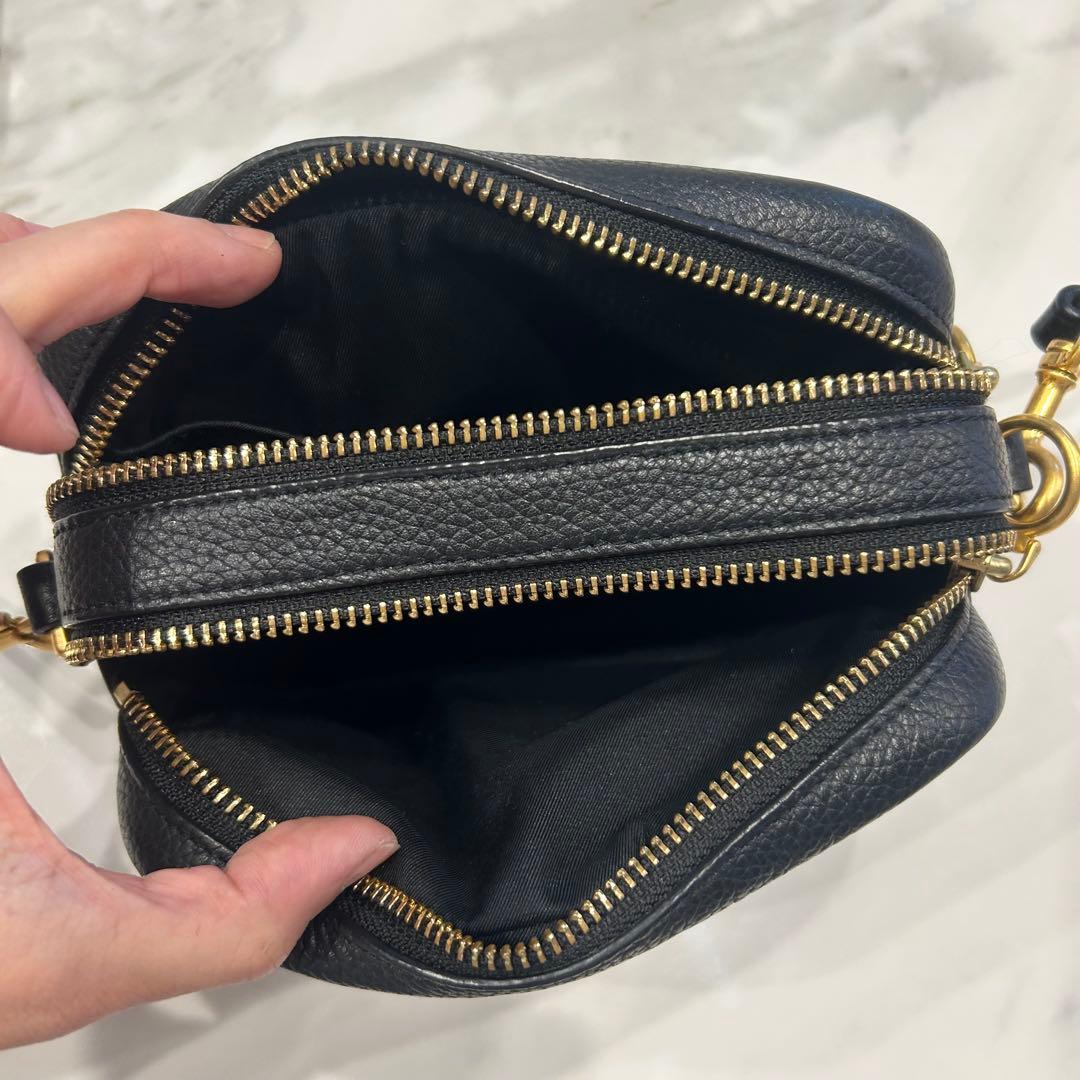 【美品】トリーバーチ ペリー ボンベ ミニ カメラバッグ 黒 レザー