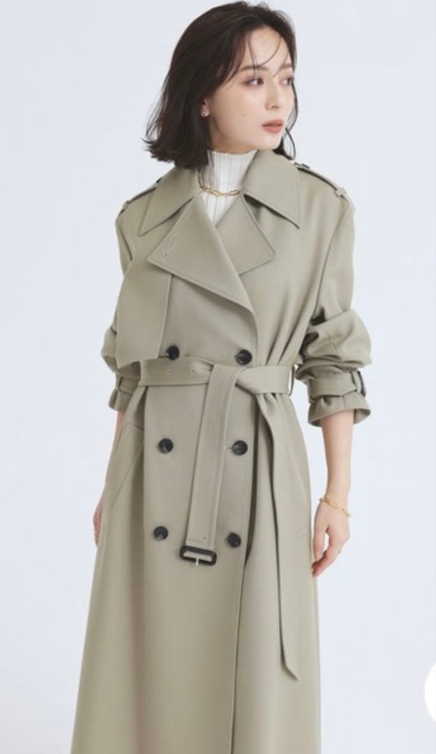 ウールギャバジントレンチコート／anuans