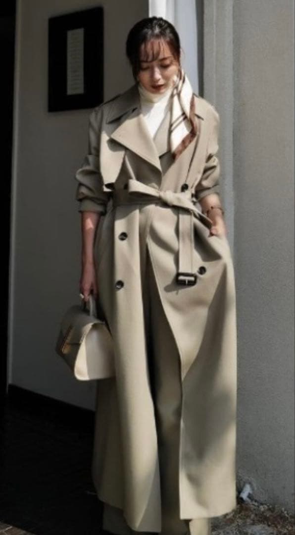 ウールギャバジントレンチコート／anuans