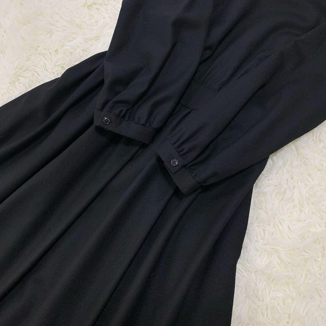 ミシェルボードウイン ウール カシミヤ ギャザー ワンピース 冠婚葬祭 黒