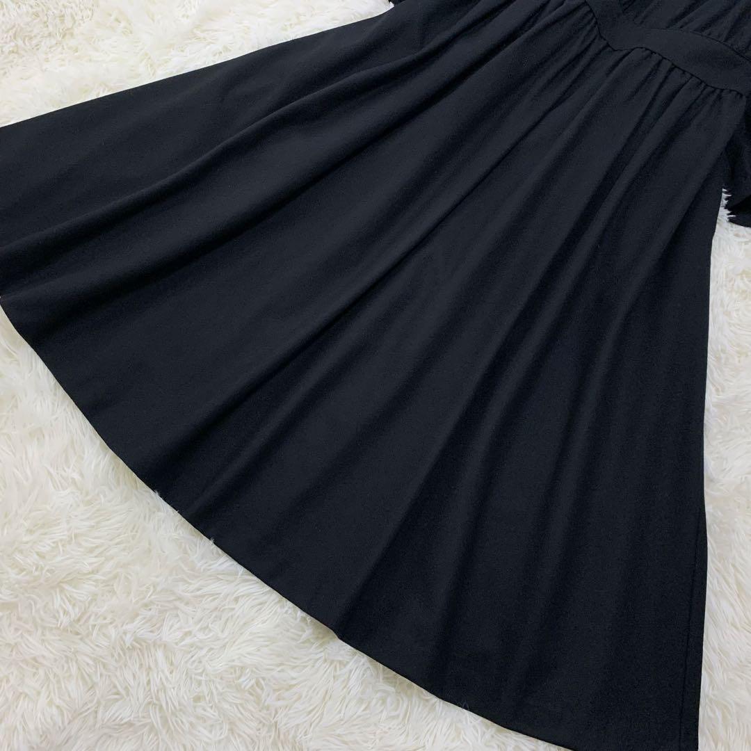 ミシェルボードウイン ウール カシミヤ ギャザー ワンピース 冠婚葬祭 黒