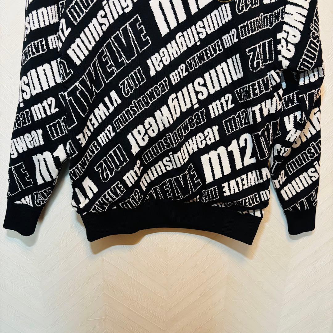 【極美品】V12×マンシングウェア　m12 セーター　ブラック　総柄　ロゴ