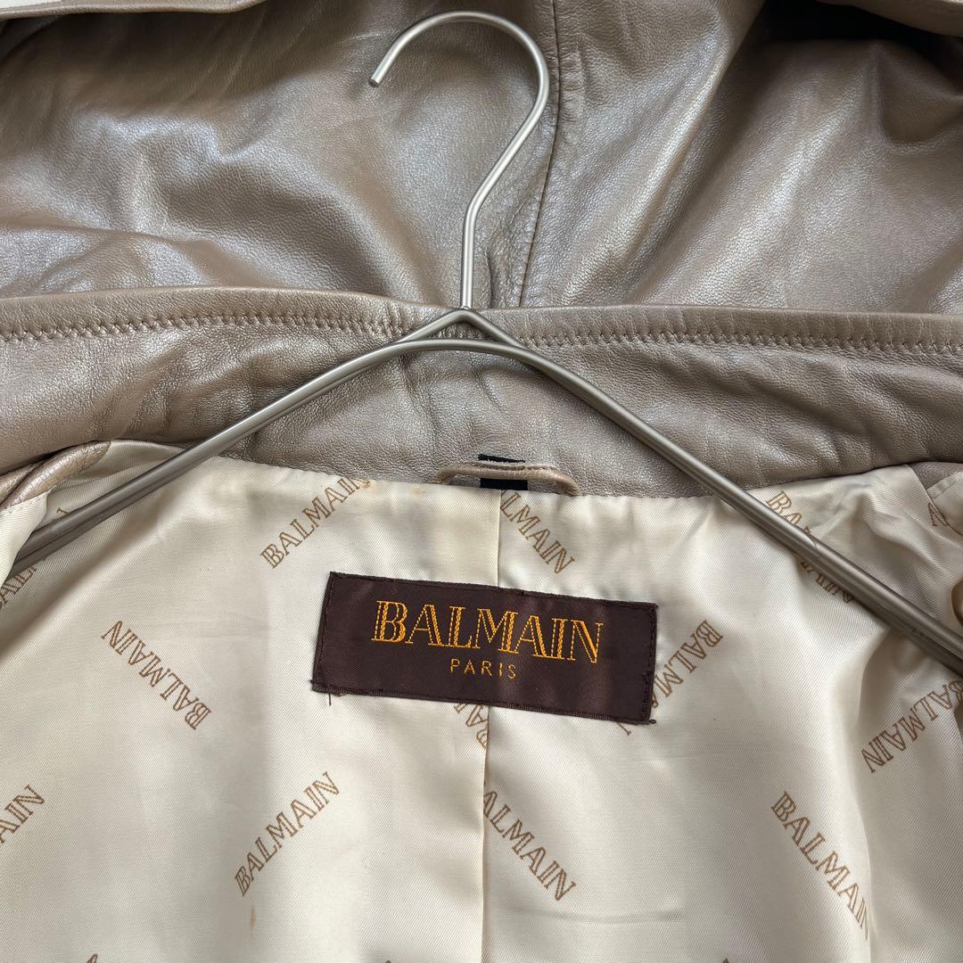 ★バルマン　パリス　2way レザーコート フーディ　ラムレザー