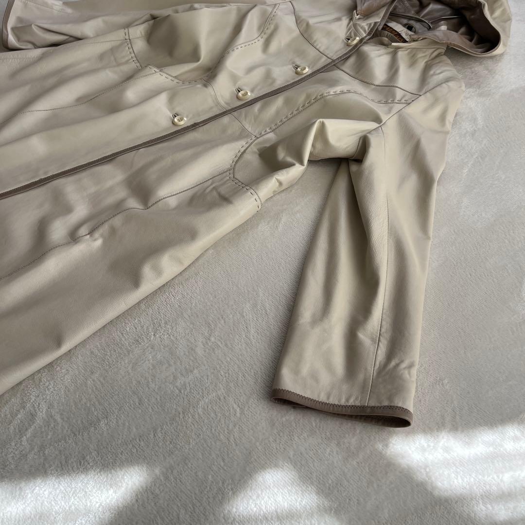 ★バルマン　パリス　2way レザーコート フーディ　ラムレザー