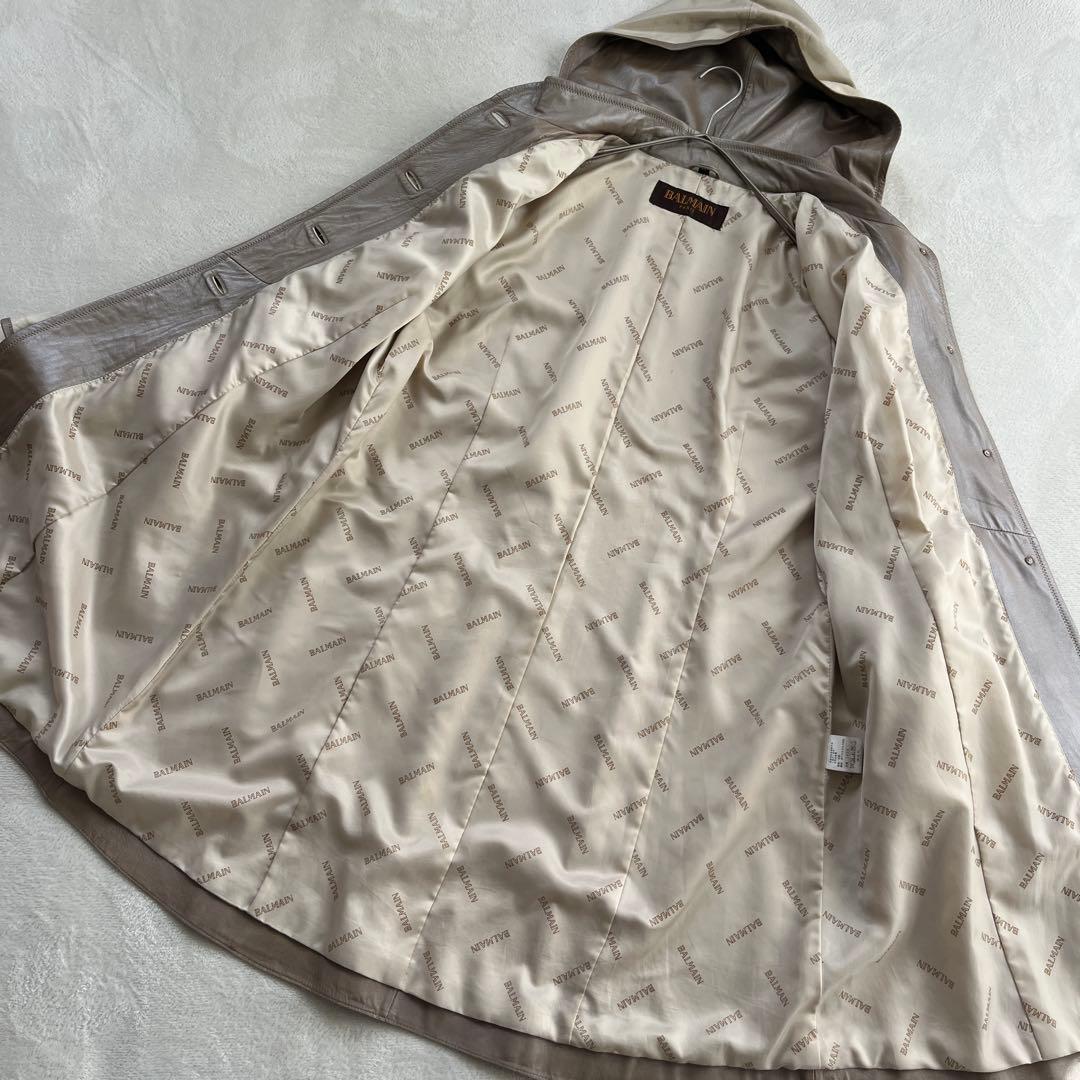 ★バルマン　パリス　2way レザーコート フーディ　ラムレザー