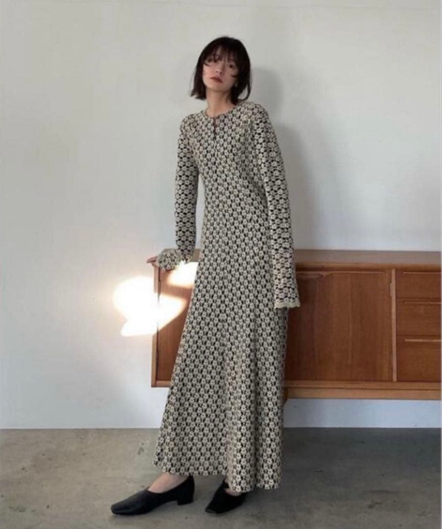 ワンピース clane 3D flower lace one piece