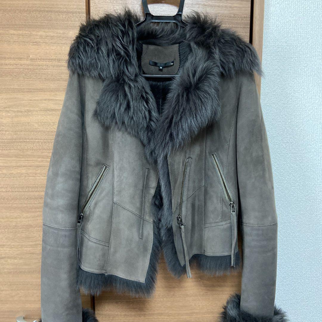 AF リアルムートン　本革 ライダース　　羊毛100%