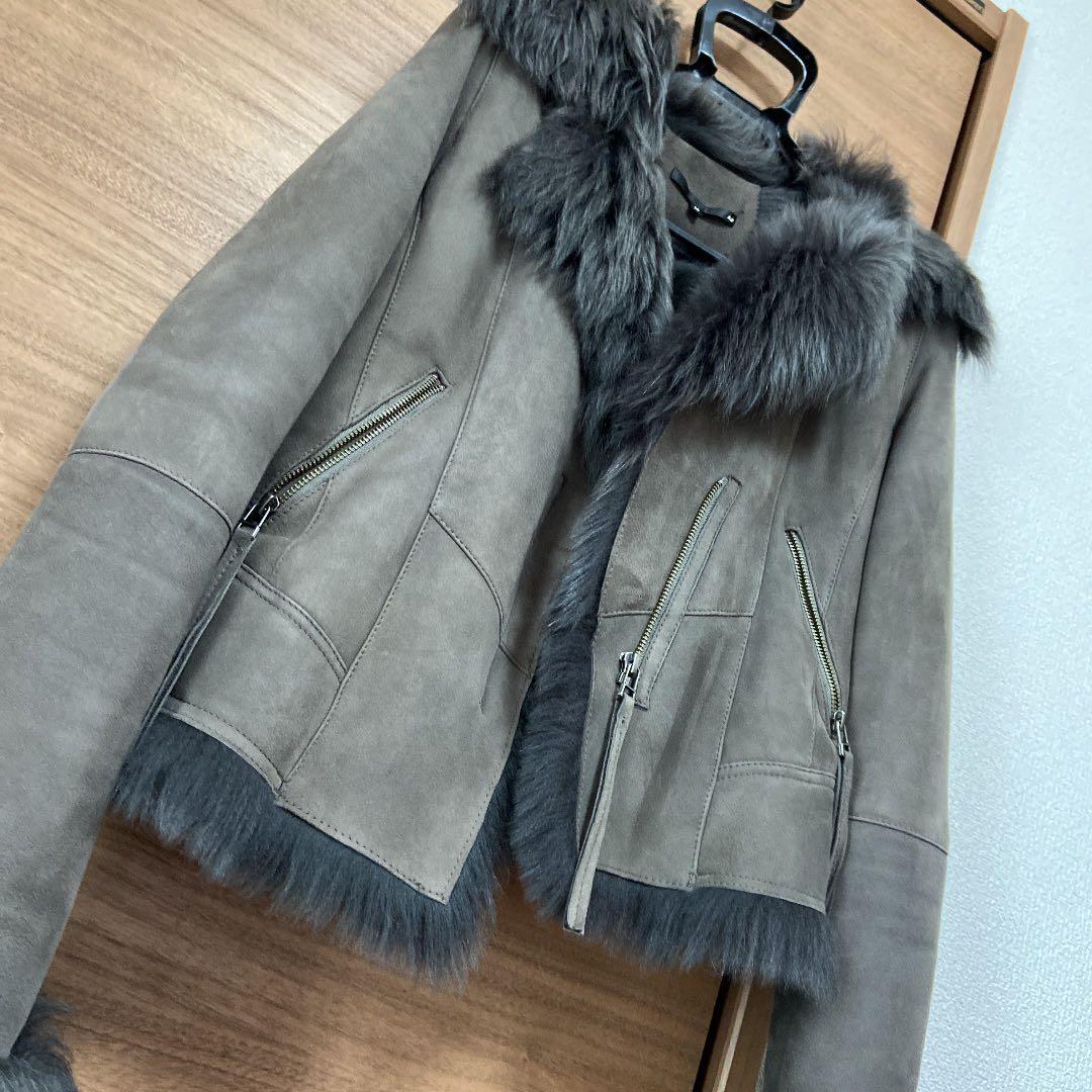 AF リアルムートン　本革 ライダース　　羊毛100%