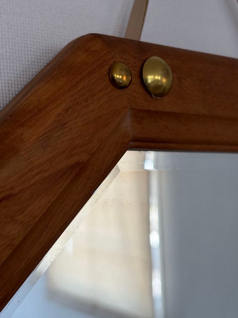 【 アンティーク 】八角形 木製ミラー 北欧インテリア 吊り下げミラー