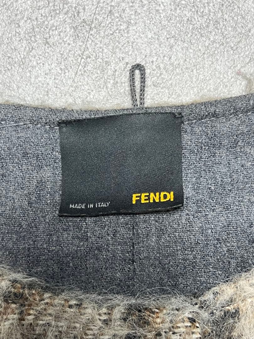 フェンディ FF7818 モヘア混ウール ファーポケット シャギーコート