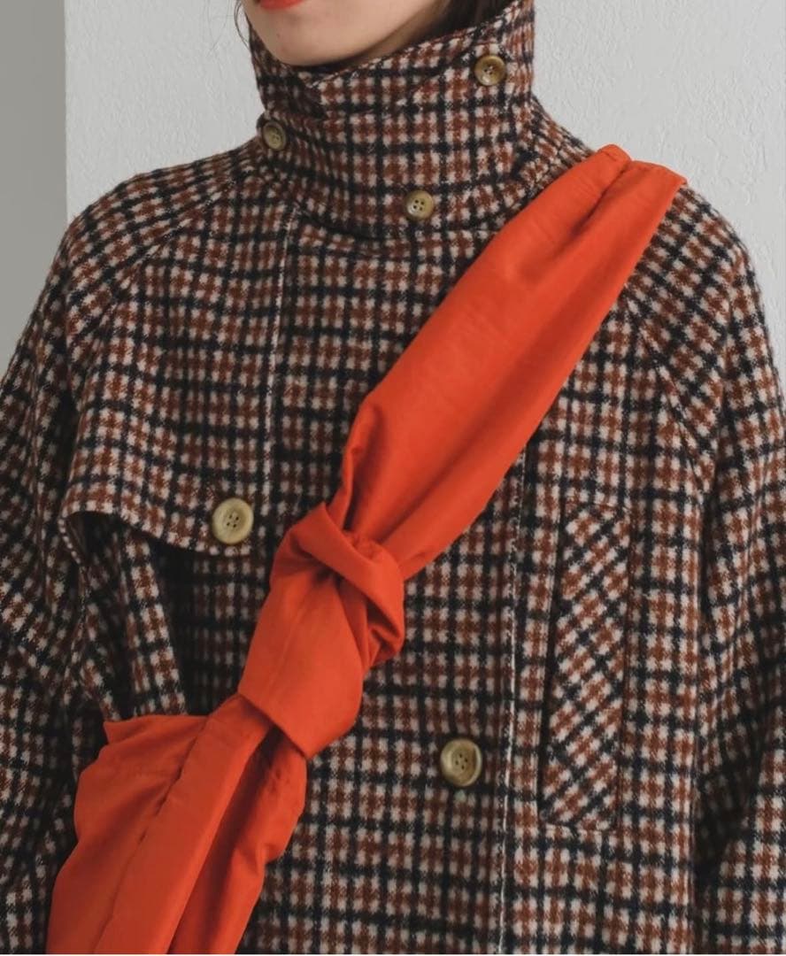kastane ブラウン チェック柄 ロングコート