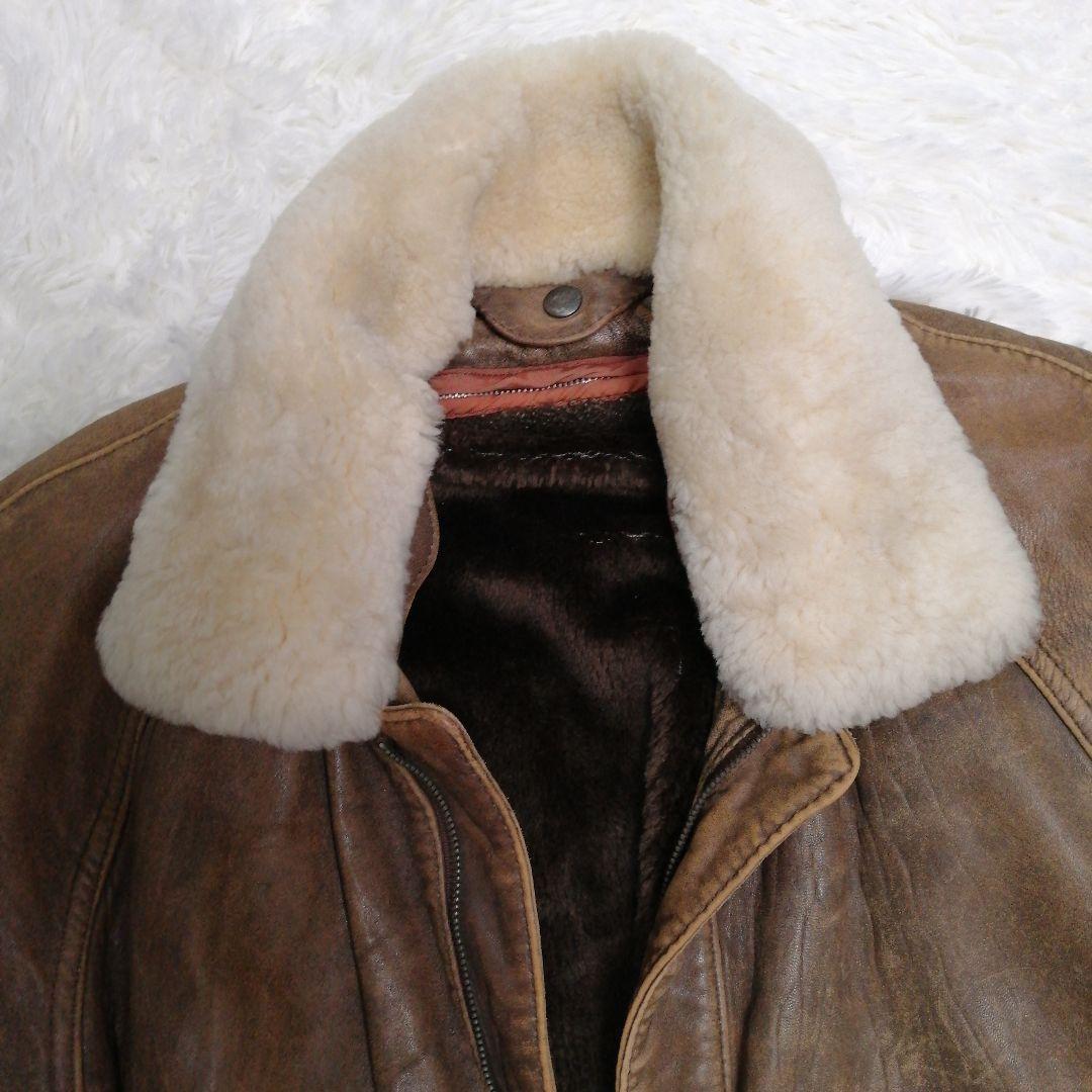 G-1 フライトレザージャケット XL 襟ボア ライナー付 90s ラムレザー