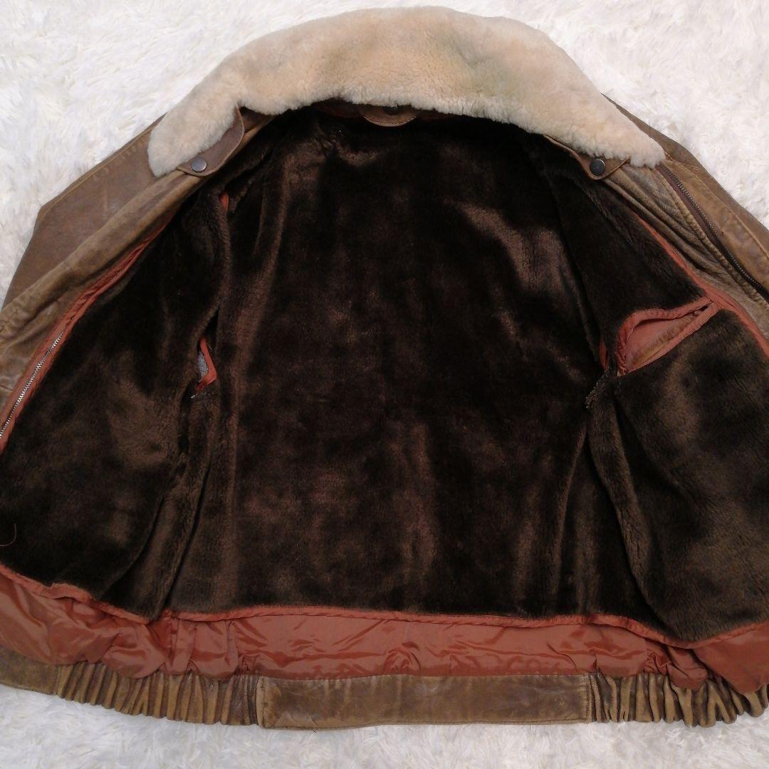 G-1 フライトレザージャケット XL 襟ボア ライナー付 90s ラムレザー