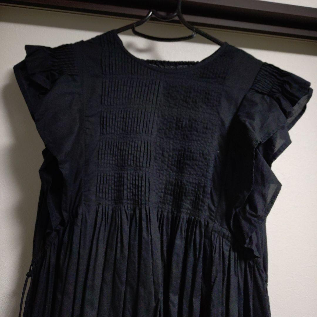 アボカドクラブ【美品】SLOBE IENA ピンタックフリルワンピース　黒