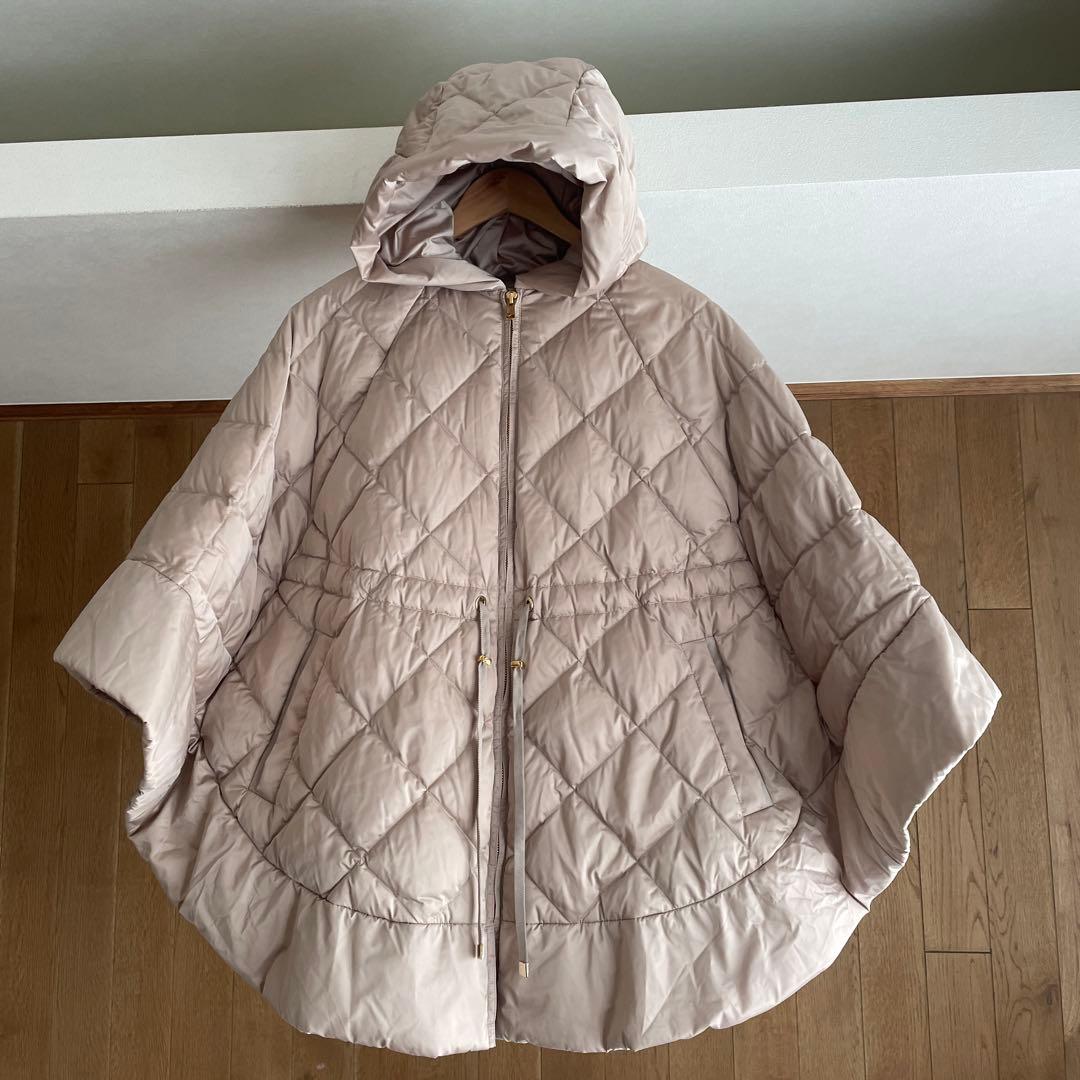 新品　アナイANAYI キルティングフードダウンポンチョ　ケープ