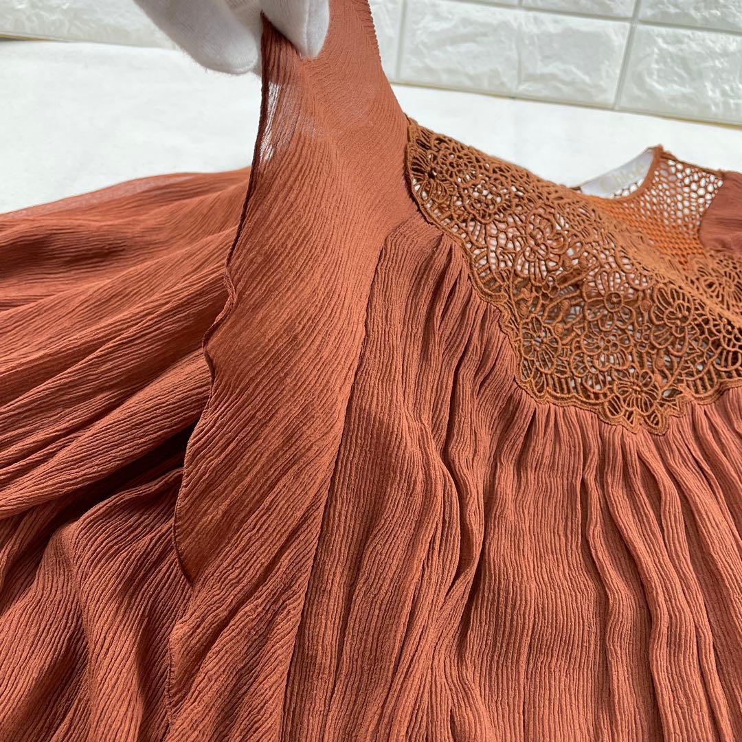 Chloe/クロエ、シフォンブラウス、レース、Aライン、ゆったり、34