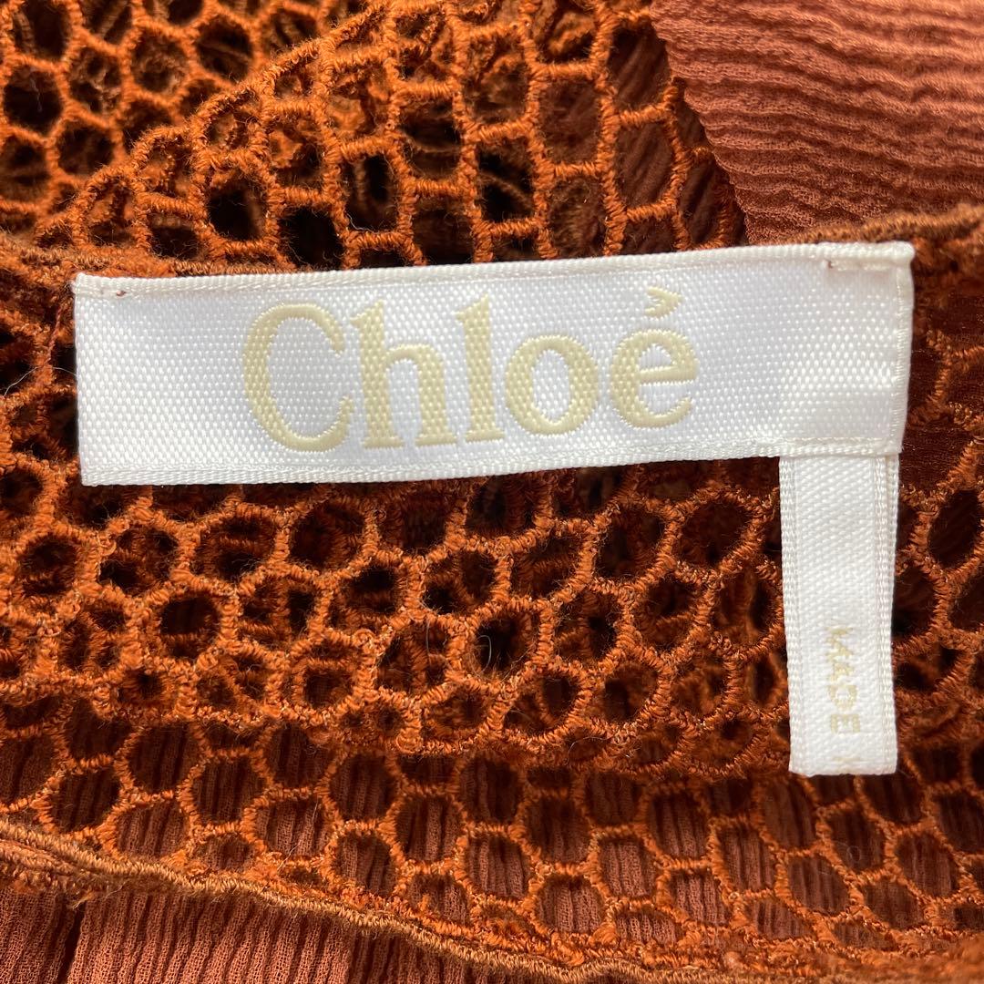 Chloe/クロエ、シフォンブラウス、レース、Aライン、ゆったり、34