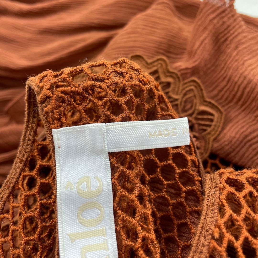 Chloe/クロエ、シフォンブラウス、レース、Aライン、ゆったり、34