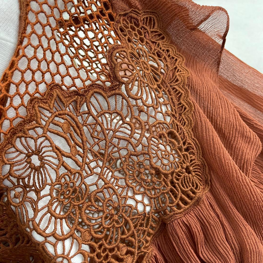 Chloe/クロエ、シフォンブラウス、レース、Aライン、ゆったり、34