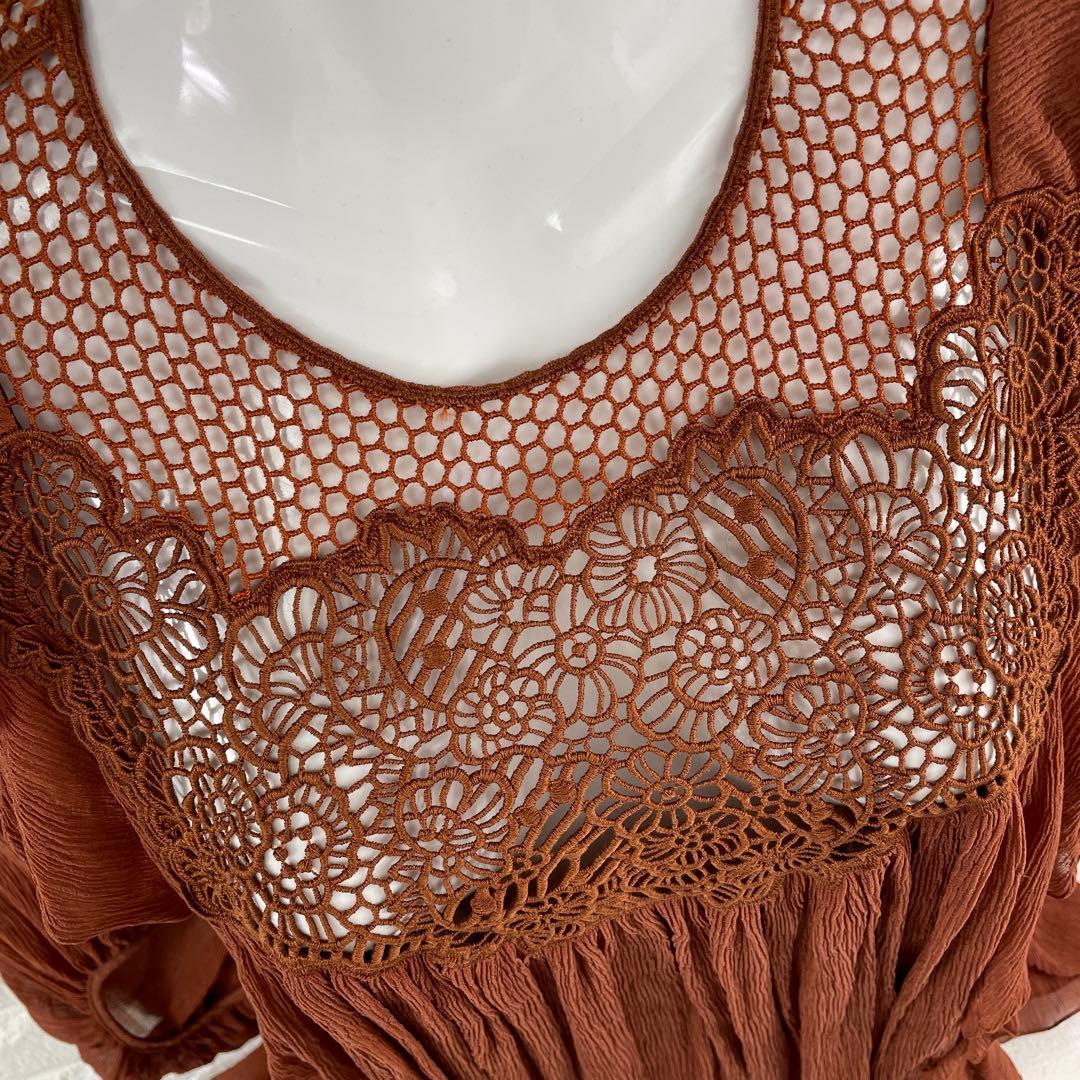 Chloe/クロエ、シフォンブラウス、レース、Aライン、ゆったり、34