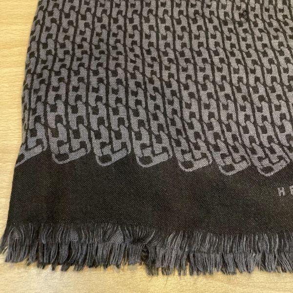 HERMES エルメス マフラー ストール グレー チェーン柄