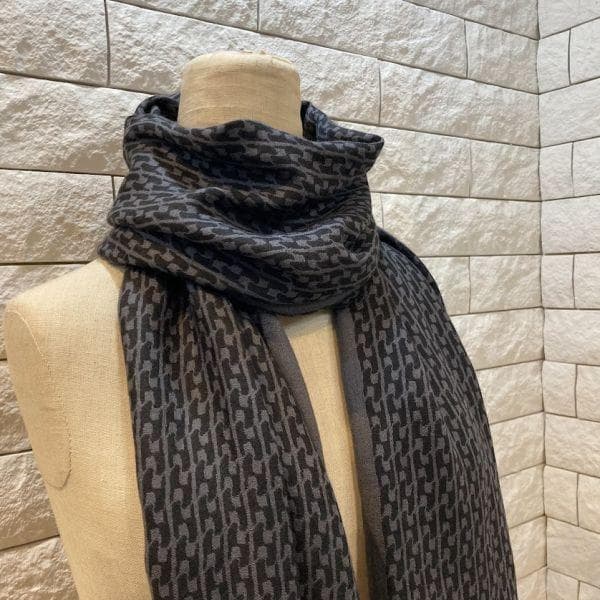 HERMES エルメス マフラー ストール グレー チェーン柄