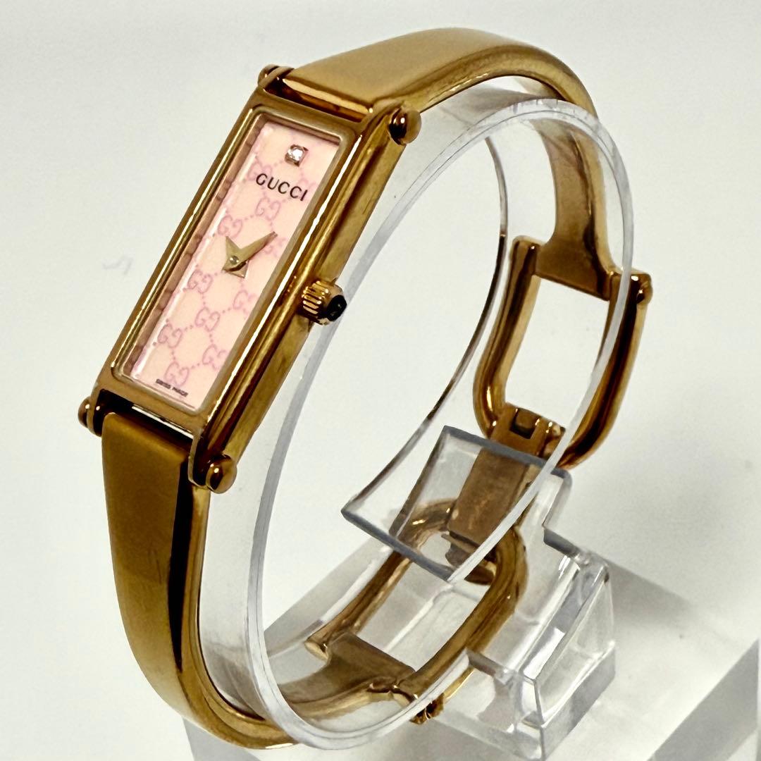 【稼働】GUCCI 1500 L ピンクシェル文字盤 1Pダイヤ クォーツ