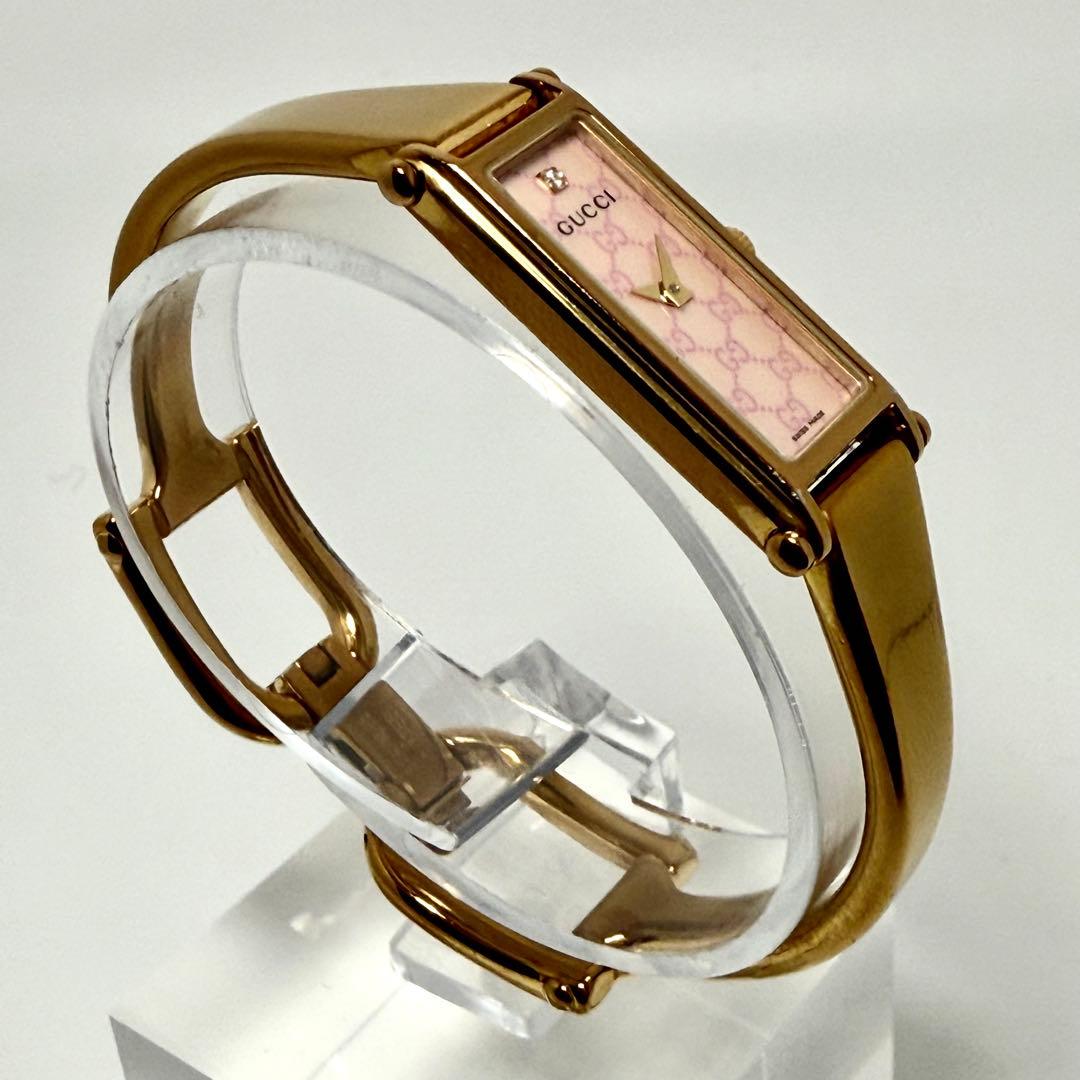 【稼働】GUCCI 1500 L ピンクシェル文字盤 1Pダイヤ クォーツ