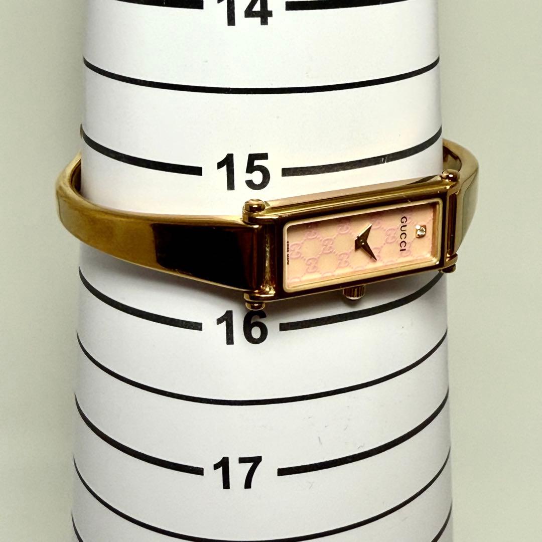 【稼働】GUCCI 1500 L ピンクシェル文字盤 1Pダイヤ クォーツ