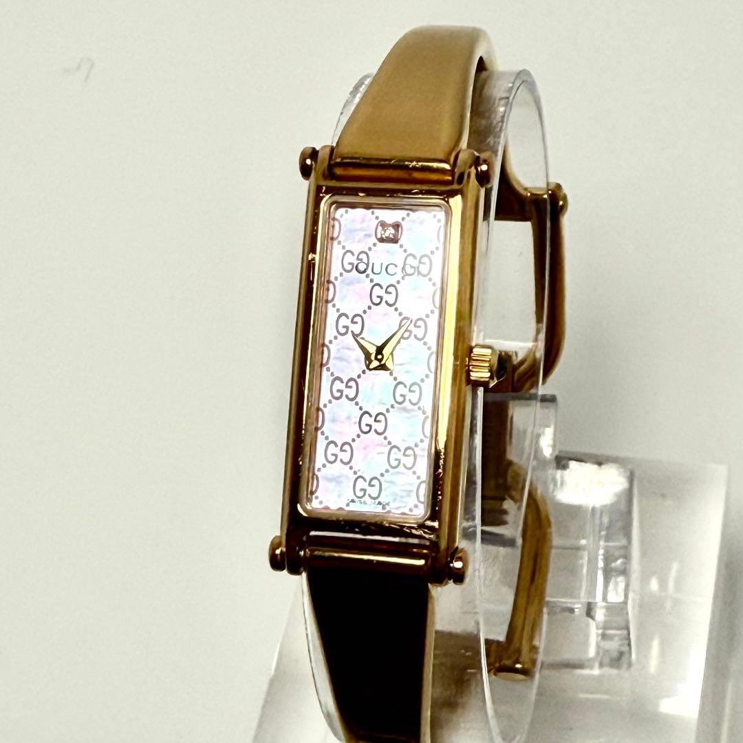 【稼働】GUCCI 1500 L ピンクシェル文字盤 1Pダイヤ クォーツ