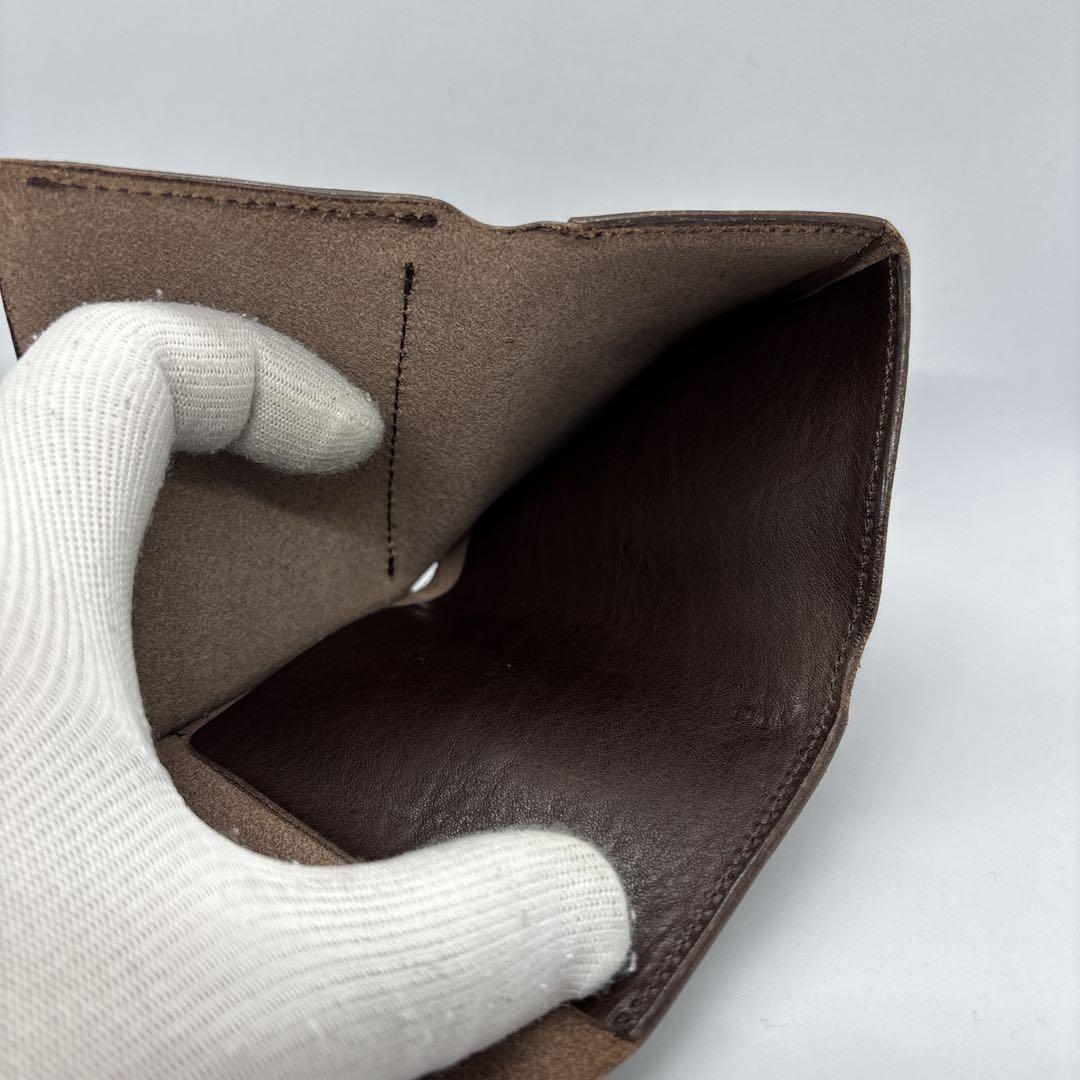 池之端銀革店　三つ折り財布　Cramp　クランプ　ダークブラウン　チョコ