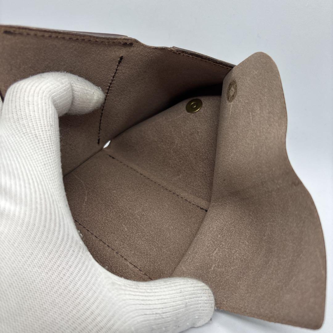 池之端銀革店　三つ折り財布　Cramp　クランプ　ダークブラウン　チョコ