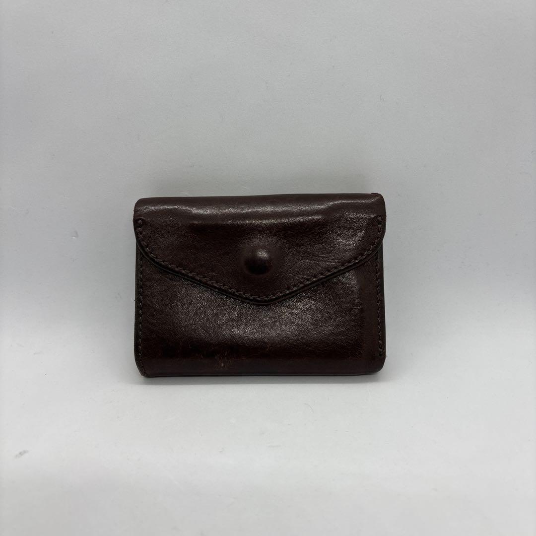 池之端銀革店　三つ折り財布　Cramp　クランプ　ダークブラウン　チョコ