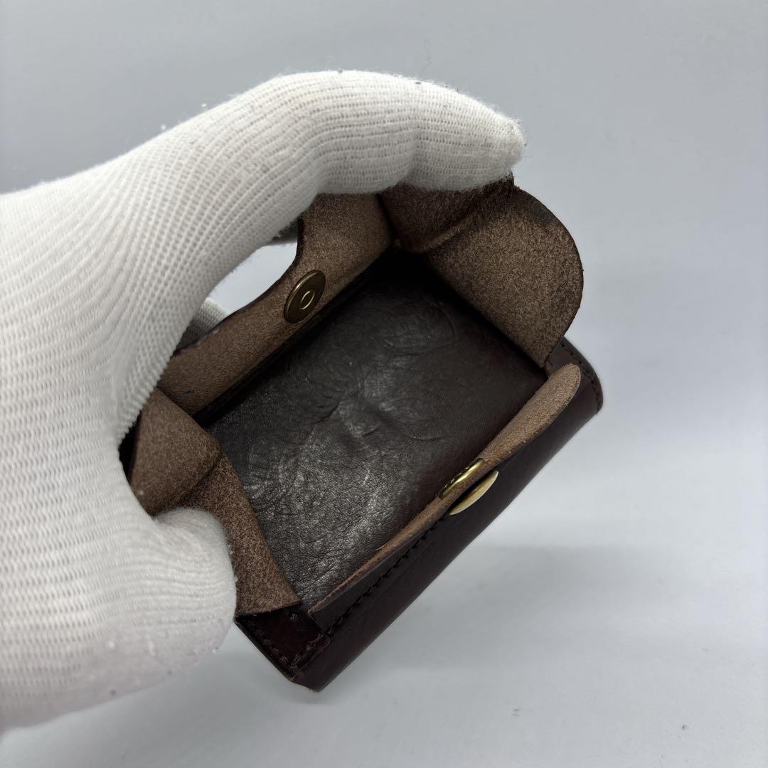 池之端銀革店　三つ折り財布　Cramp　クランプ　ダークブラウン　チョコ