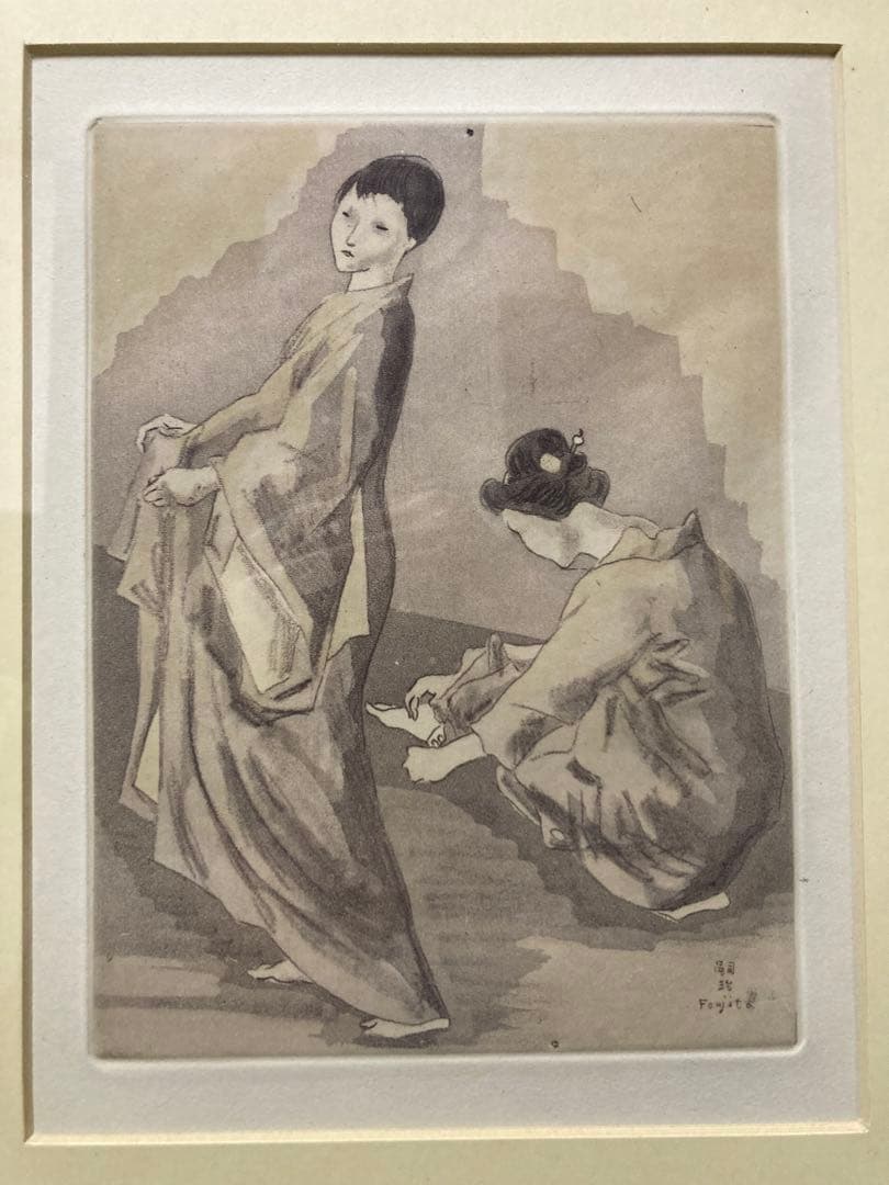 【藤田嗣治】 1926年作 エッチング 「お梅さんの三度目の青春」アンティーク