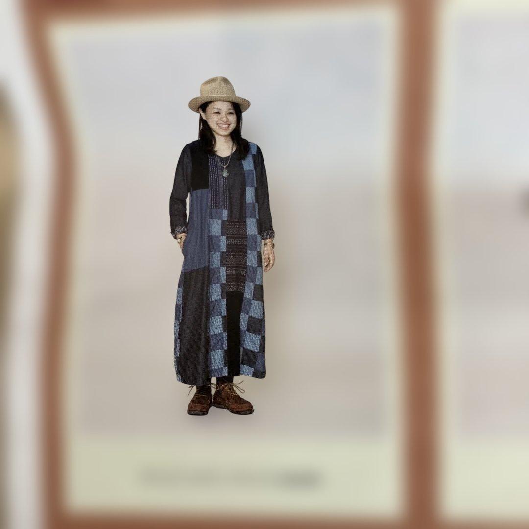 レア　ジーンナッソーズ　デニムパッチワークノースリーブワンピース