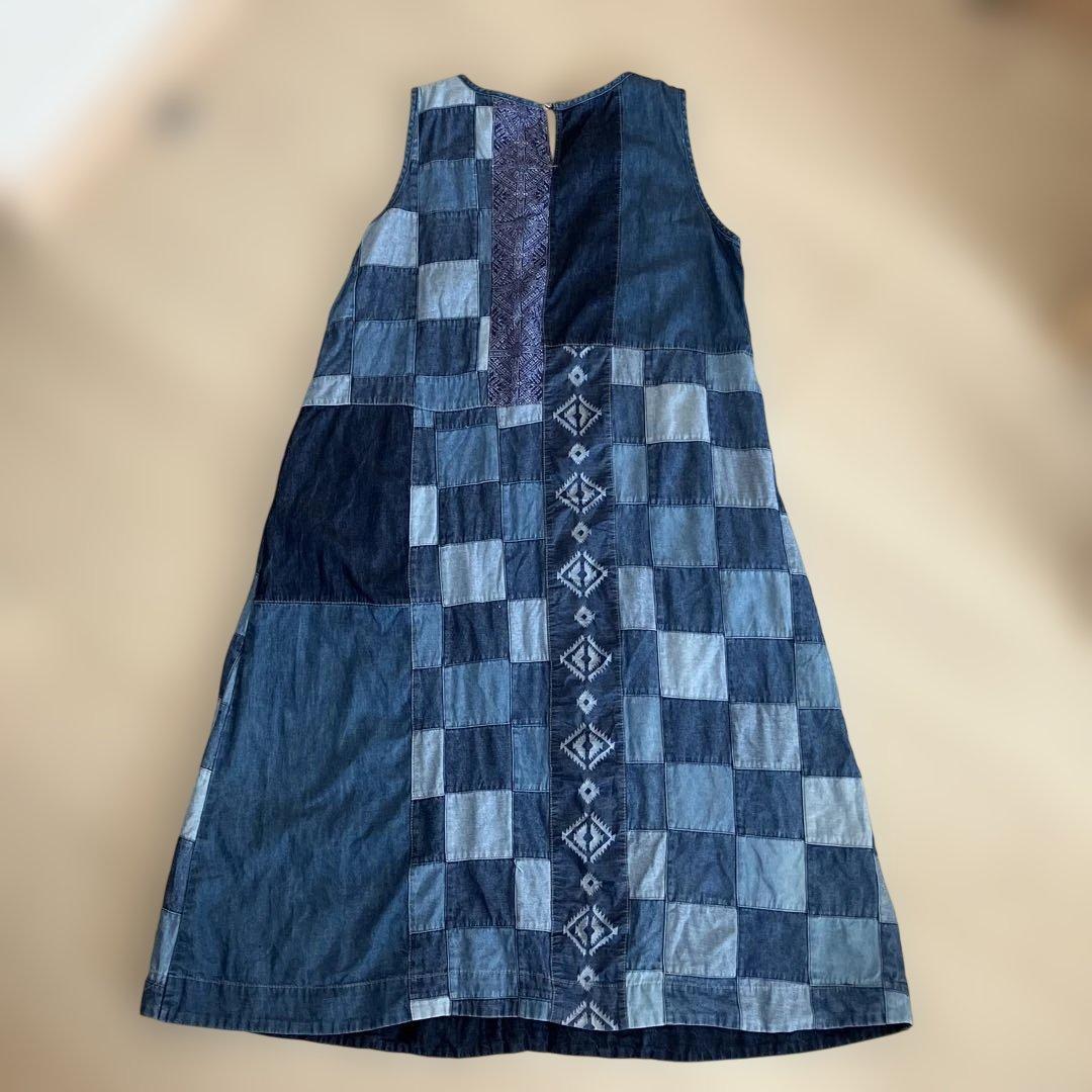 レア　ジーンナッソーズ　デニムパッチワークノースリーブワンピース