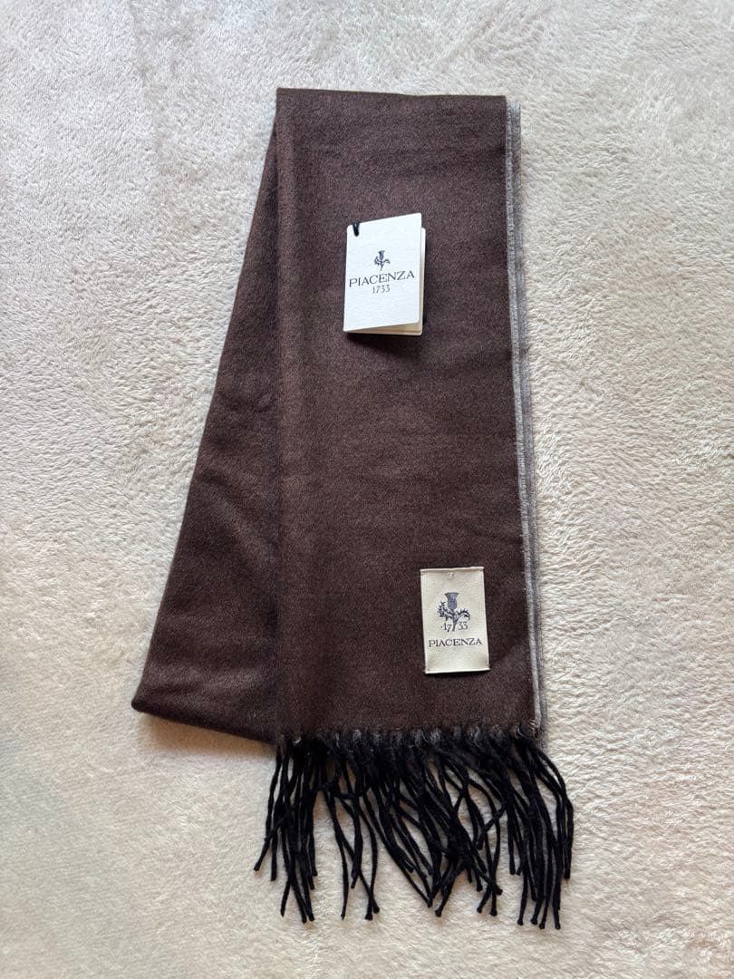 【極美品】 ピアチェンツァ シルクカシミヤ マフラー ダークブラウン定価3.2万