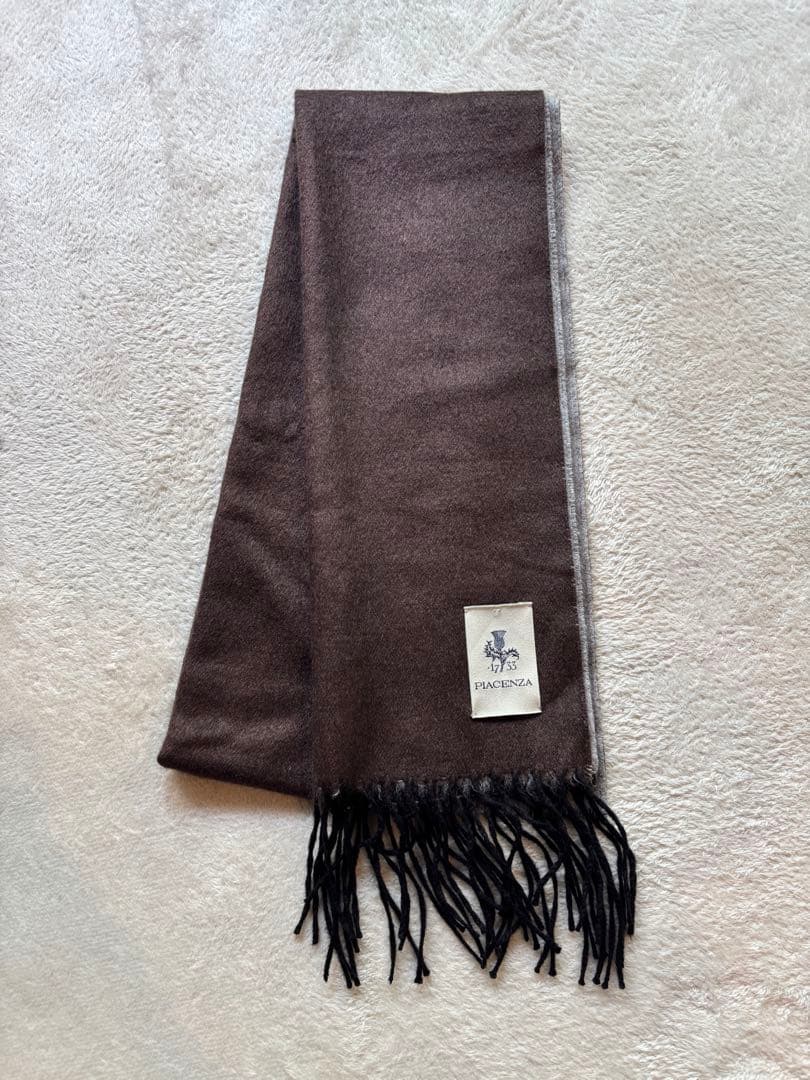 【極美品】 ピアチェンツァ シルクカシミヤ マフラー ダークブラウン定価3.2万