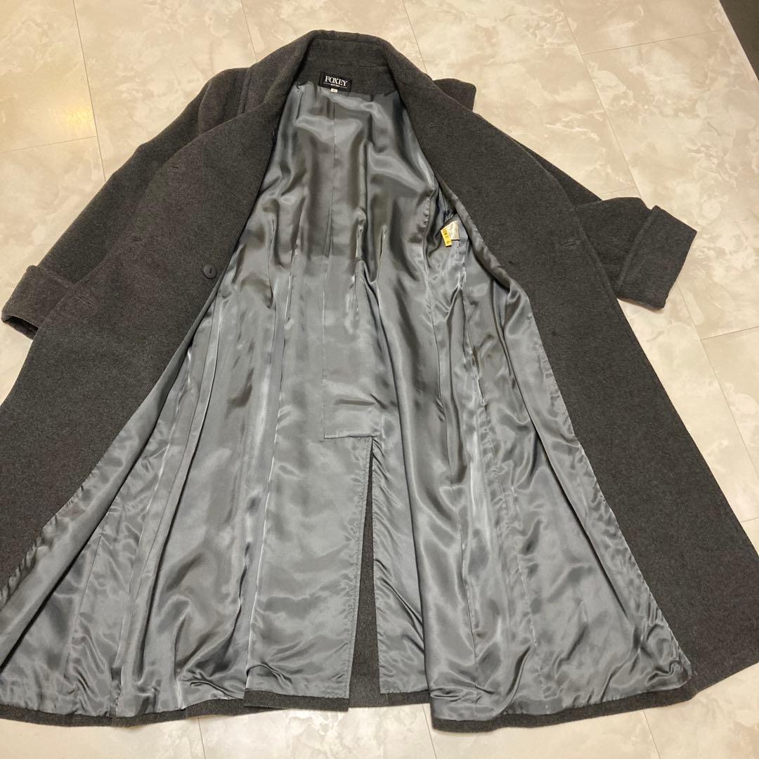 フォクシー♡ロングコート カシミヤ ダークグレー カシミヤコート