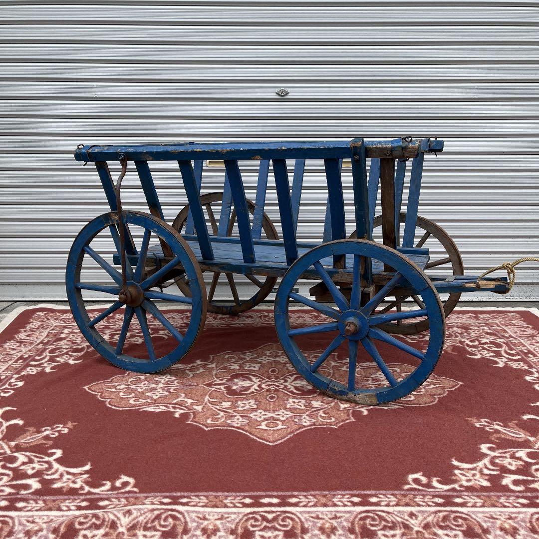 アンティーク古道具◾️昔の古い木製台車 / 馬車 インテリア 店舗什器