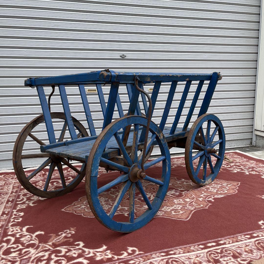 アンティーク古道具◾️昔の古い木製台車 / 馬車 インテリア 店舗什器