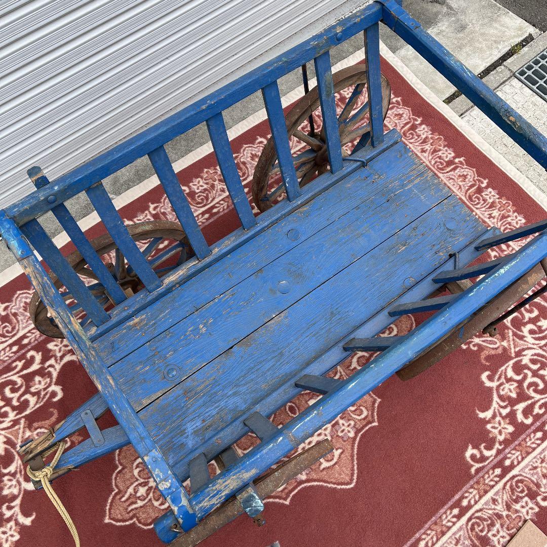 アンティーク古道具◾️昔の古い木製台車 / 馬車 インテリア 店舗什器