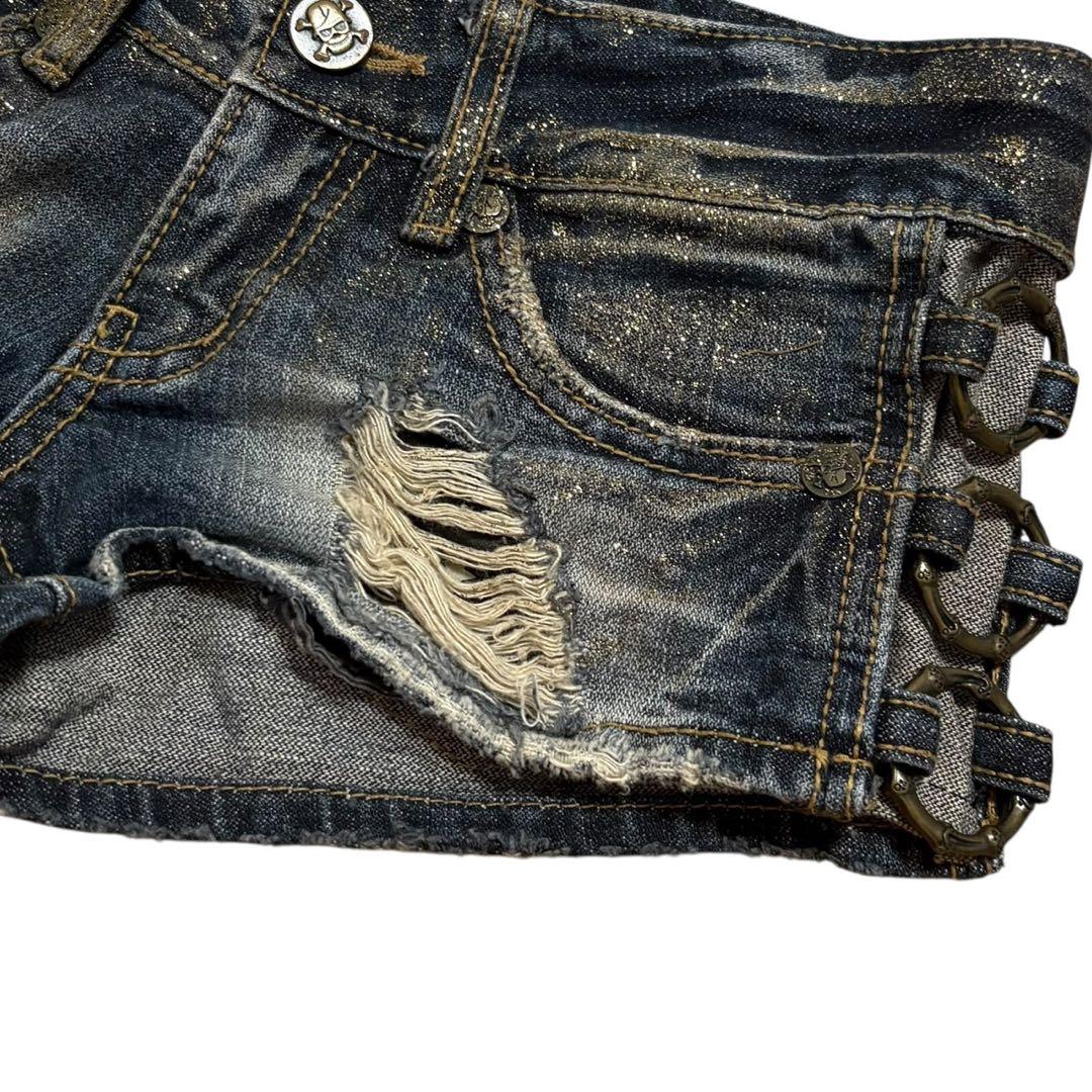d.i.a. ダイヤ ダメージデニム ショートパンツ ゴールドラメ 平成ギャル