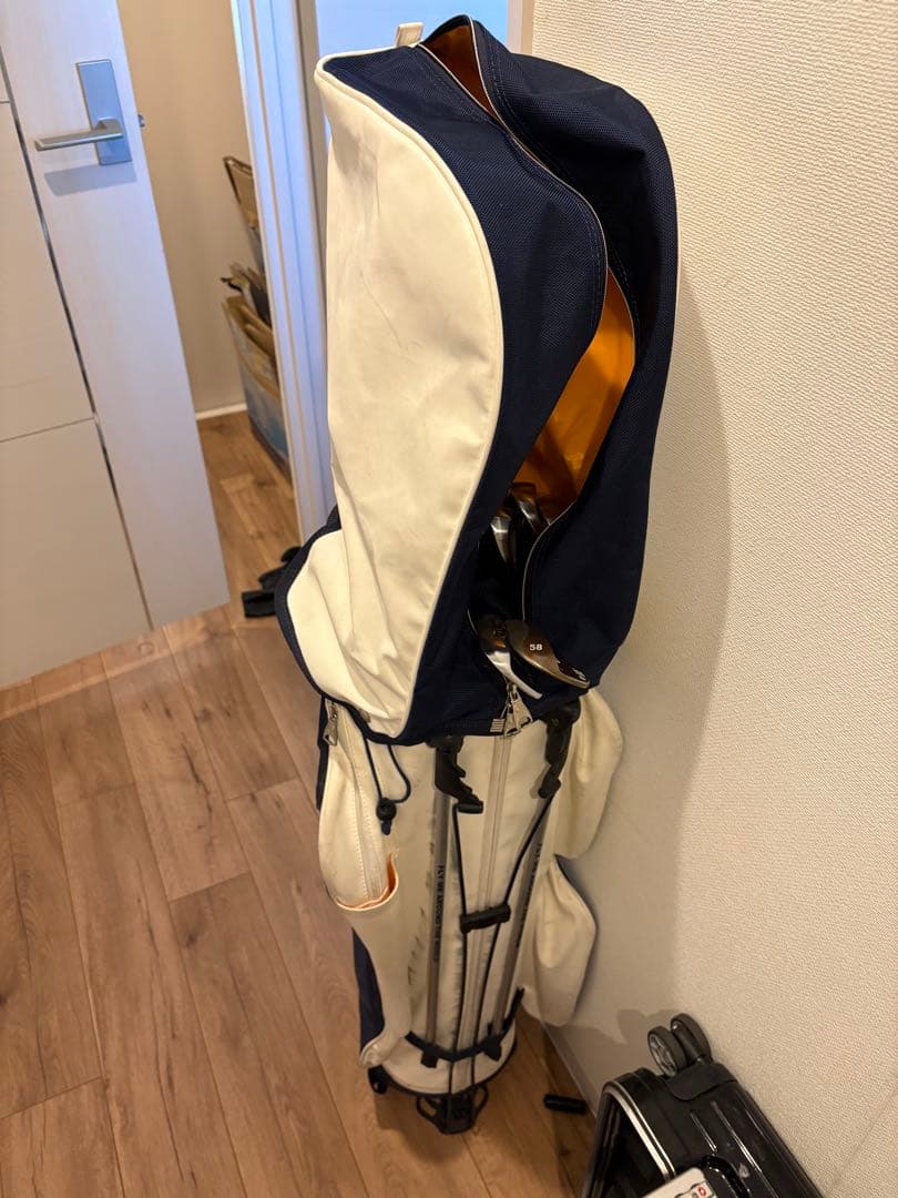 ミズノ BOLSA ゴルフキャディバッグ ホワイト/ネイビー