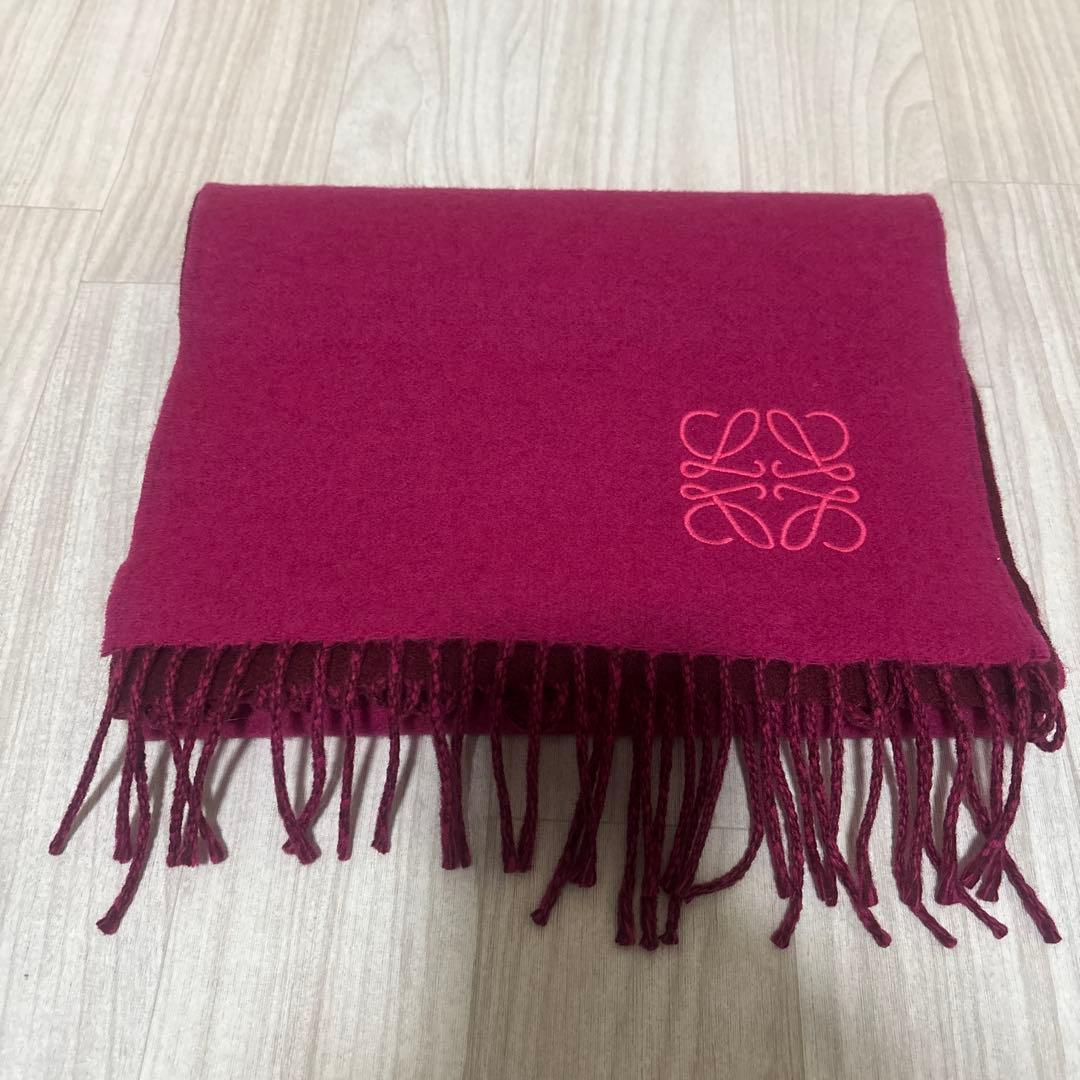 LOEWE マフラー ワインレッド ピンク